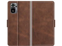Veganes Flip Case Leder Etui Hülle mit Karten Fächer und Sichtfenster für Xiaomi Redmi Note 10S in mokka von Screenguard