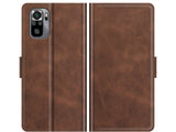 Veganes Flip Case Leder Etui Hülle mit Karten Fächer und Sichtfenster für Xiaomi Redmi Note 10S in mokka von Screenguard