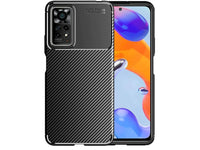 Hochwertig stabile Soft TPU Smartphone Handy Hülle im Carbon Design für Xiaomi Redmi Note 11 zum Schutz des Display und Gehäuse Cover in schwarz von Screenguard