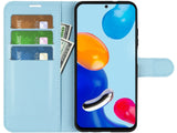 Lederhülle Karten Wallet Ledertasche Etui für Xiaomi Redmi Note 11 in hellblau von Screenguard