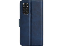 Veganes Flip Case Leder Etui Hülle mit Karten Fächer und Sichtfenster für Xiaomi Redmi Note 11 in dunkelblau von Screenguard