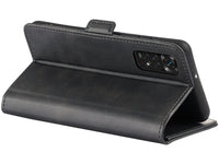 Veganes Flip Case Leder Etui Hülle mit Karten Fächer und Sichtfenster für Xiaomi Redmi Note 11 in schwarz von Screenguard