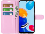 Lederhülle Karten Wallet Ledertasche Etui für Xiaomi Redmi Note 11 in rosa von Screenguard