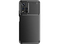 Hochwertig stabile Soft TPU Smartphone Handy Hülle im Carbon Design für Xiaomi Redmi Note 11 Pro+ 5G zum Schutz des Display und Gehäuse Cover in schwarz von Screenguard