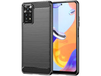 Flexible Handy Schutzhülle mit gebürster Carbon Textur auf der Rückseite für zum Schutz des Xiaomi Redmi Note 11 Pro+ 5G  Display und Gehäuse Case in schwarz von Screenguard