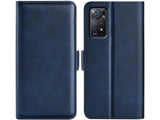 Veganes Flip Case Leder Etui Hülle mit Karten Fächer und Sichtfenster für Xiaomi Redmi Note 11 Pro in dunkelblau von Screenguard