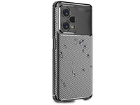 Hochwertig stabile Soft TPU Smartphone Handy Hülle im Carbon Design für Xiaomi Redmi Note 12 Pro+ 5G zum Schutz des Display und Gehäuse Cover in schwarz von Screenguard