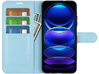 Lederhülle Karten Wallet Ledertasche Etui für Xiaomi Redmi Note 12 Pro 5G in hellblau von Screenguard