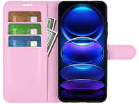 Lederhülle Karten Wallet Ledertasche Etui für Xiaomi Redmi Note 12 Pro 5G in rosa von Screenguard