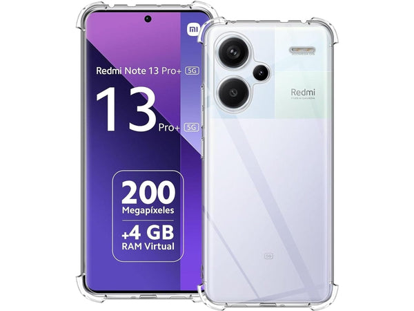 Hoch transparenter TPU Gummi Schutz Handy Hülle Clear Case klar mit verstärkten Schutzecken Bumper für das Xiaomi Redmi Note 13 Pro+ 5G Display und Gehäuse in transparent von Screenguard