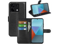 Lederhülle Karten Wallet Ledertasche Etui für Xiaomi Redmi Note 13 Pro 5G in schwarz von Screenguard