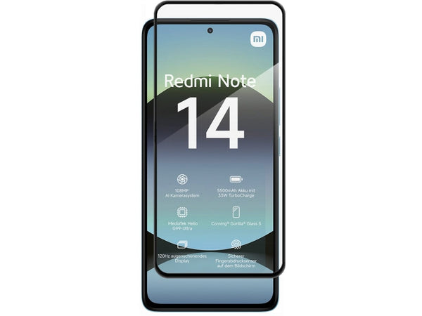 100% Fullscreen Curved Screen Protector Handy Display Schutz Glas für komplette Abdeckung des Xiaomi Redmi Note 14 4G Display in schwarz von Screenguard