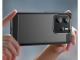 Flexible Handy Schutzhülle mit gebürster Carbon Textur auf der Rückseite für zum Schutz des Xiaomi Redmi Note 14 4G  Display und Gehäuse Case in schwarz von Screenguard