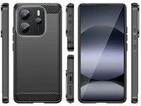 Flexible Handy Schutzhülle mit gebürster Carbon Textur auf der Rückseite für zum Schutz des Xiaomi Redmi Note 14 4G  Display und Gehäuse Case in schwarz von Screenguard