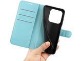 Lederhülle Karten Wallet Ledertasche Etui für Xiaomi Redmi Note 14 4G in hellblau von Screenguard