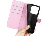 Lederhülle Karten Wallet Ledertasche Etui für Xiaomi Redmi Note 14 4G in rosa von Screenguard