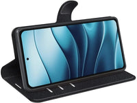 Lederhülle Karten Wallet Ledertasche Etui für Xiaomi Redmi Note 14 4G in schwarz von Screenguard
