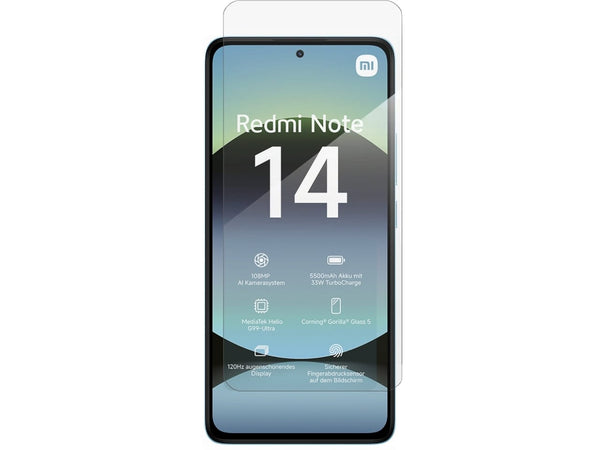 Case Friendly Screen Protector Handy Display Schutz Panzerglas Folie aus echtem 9H 2.5D Glas für Abdeckung des Xiaomi Redmi Note 14 4G Displays in transparent von Screenguard