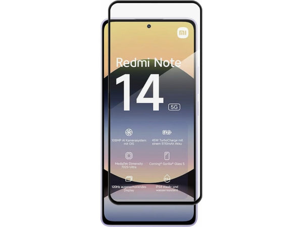 100% Fullscreen Curved Screen Protector Handy Display Schutz Glas für komplette Abdeckung des Xiaomi Redmi Note 14 5G Display in schwarz von Screenguard