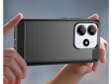 Flexible Handy Schutzhülle mit gebürster Carbon Textur auf der Rückseite für zum Schutz des Xiaomi Redmi Note 14 5G  Display und Gehäuse Case in schwarz von Screenguard