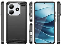 Flexible Handy Schutzhülle mit gebürster Carbon Textur auf der Rückseite für zum Schutz des Xiaomi Redmi Note 14 5G  Display und Gehäuse Case in schwarz von Screenguard