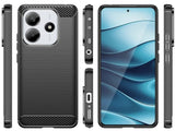 Flexible Handy Schutzhülle mit gebürster Carbon Textur auf der Rückseite für zum Schutz des Xiaomi Redmi Note 14 5G  Display und Gehäuse Case in schwarz von Screenguard