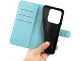 Lederhülle Karten Wallet Ledertasche Etui für Xiaomi Redmi Note 14 5G in hellblau von Screenguard