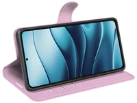 Lederhülle Karten Wallet Ledertasche Etui für Xiaomi Redmi Note 14 5G in rosa von Screenguard