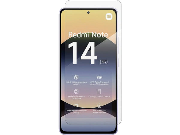 Case Friendly Screen Protector Handy Display Schutz Panzerglas Folie aus echtem 9H 2.5D Glas für Abdeckung des Xiaomi Redmi Note 14 5G Displays in transparent von Screenguard