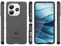 Widerstandsfähige, stabile Outdoor Sport Hülle für das Xiaomi Redmi Note 14 5G für Handwerker, Baustelle, Business, äusserst stabil mit erhöhten Rändern und Kanten in schwarz von Screenguard