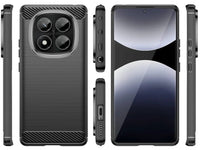 Flexible Handy Schutzhülle mit gebürster Carbon Textur auf der Rückseite für zum Schutz des Xiaomi Redmi Note 14 Pro 4G  Display und Gehäuse Case in schwarz von Screenguard