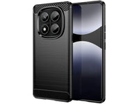 Flexible Handy Schutzhülle mit gebürster Carbon Textur auf der Rückseite für zum Schutz des Xiaomi Redmi Note 14 Pro 4G  Display und Gehäuse Case in schwarz von Screenguard