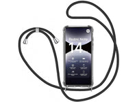 Necklace Handy Hülle mit Kordel Kette schwarz zum Tragen des Xiaomi Redmi Note 14 Pro 4G am Körper wie Handtasche Lanyard, stabil mit erhöhten Rändern und Kanten in transparent von Screenguard