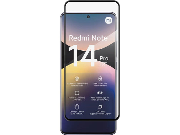 100% Fullscreen Curved Screen Protector Handy Display Schutz Glas für komplette Abdeckung des Xiaomi Redmi Note 14 Pro 5G Display in schwarz von Screenguard