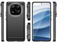 Flexible Handy Schutzhülle mit gebürster Carbon Textur auf der Rückseite für zum Schutz des Xiaomi Redmi Note 14 Pro+ 5G  Display und Gehäuse Case in schwarz von Screenguard