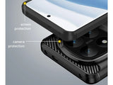 Flexible Handy Schutzhülle mit gebürster Carbon Textur auf der Rückseite für zum Schutz des Xiaomi Redmi Note 14 Pro+ 5G  Display und Gehäuse Case in schwarz von Screenguard