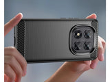 Flexible Handy Schutzhülle mit gebürster Carbon Textur auf der Rückseite für zum Schutz des Xiaomi Redmi Note 14 Pro 5G  Display und Gehäuse Case in schwarz von Screenguard