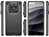 Flexible Handy Schutzhülle mit gebürster Carbon Textur auf der Rückseite für zum Schutz des Xiaomi Redmi Note 14 Pro 5G  Display und Gehäuse Case in schwarz von Screenguard