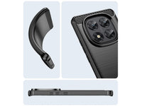 Flexible Handy Schutzhülle mit gebürster Carbon Textur auf der Rückseite für zum Schutz des Xiaomi Redmi Note 14 Pro 5G  Display und Gehäuse Case in schwarz von Screenguard