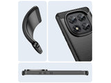 Flexible Handy Schutzhülle mit gebürster Carbon Textur auf der Rückseite für zum Schutz des Xiaomi Redmi Note 14 Pro 5G  Display und Gehäuse Case in schwarz von Screenguard