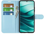 Lederhülle Portemonnaie Karten Ledertasche für Xiaomi Redmi Note 14 Pro+ 5G in hellblau von Screenguard