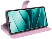 Lederhülle Karten Wallet Ledertasche Etui für Xiaomi Redmi Note 14 Pro+ 5G in rosa von Screenguard