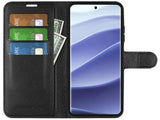 Lederhülle Portemonnaie Karten Ledertasche für Xiaomi Redmi Note 14 Pro 5G in schwarz von Screenguard