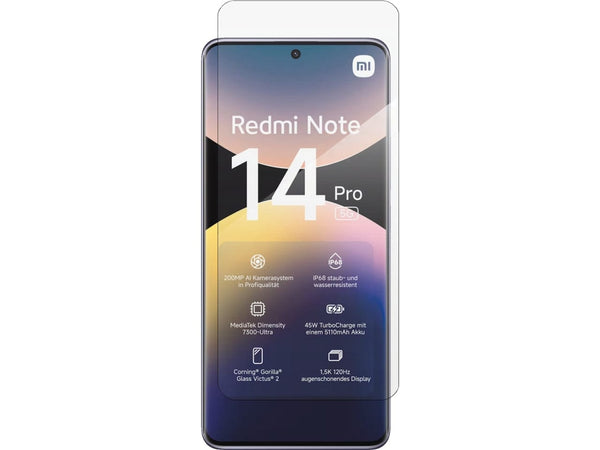 Case Friendly Screen Protector Handy Display Schutz Panzerglas Folie aus echtem 9H 2.5D Glas für Abdeckung des Xiaomi Redmi Note 14 Pro 5G Displays in transparent von Screenguard