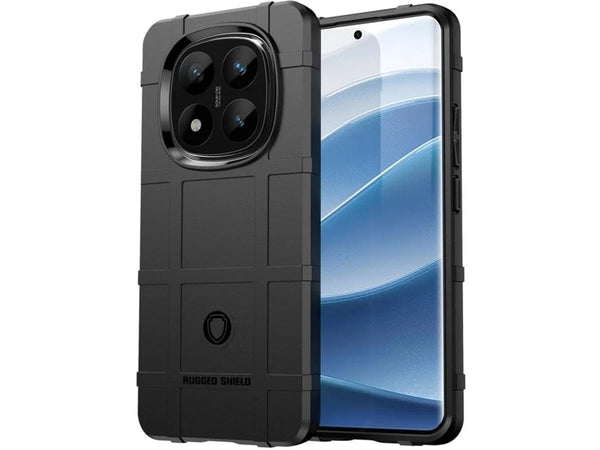 Widerstandsfähige, stabile Outdoor Sport Hülle für das Xiaomi Redmi Note 14 Pro+ 5G für Handwerker, Baustelle, Business, äusserst stabil mit erhöhten Rändern und Kanten in schwarz von Screenguard