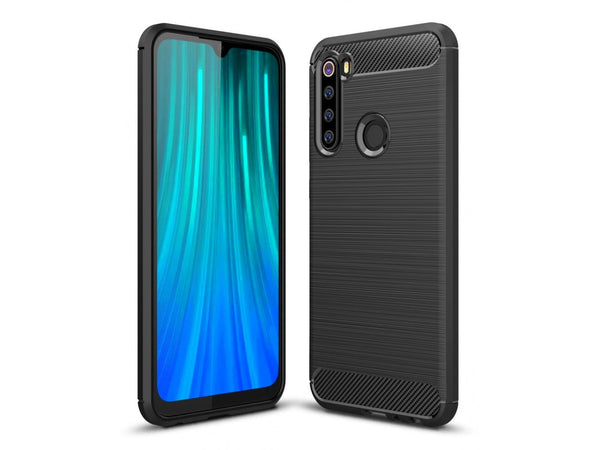 Flexible Handy Schutzhülle mit gebürster Carbon Textur auf der Rückseite für zum Schutz des Xiaomi Redmi Note 8  Display und Gehäuse Case in schwarz von Screenguard