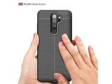 Soft TPU Case mit Design aus feinem veganen Leder für Xiaomi Redmi Note 8 Pro stabil mit erhöhten Rändern und Kanten in schwarz von Screenguard