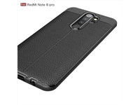 Soft TPU Case mit Design aus feinem veganen Leder für Xiaomi Redmi Note 8 Pro stabil mit erhöhten Rändern und Kanten in schwarz von Screenguard