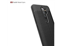 Soft TPU Case mit Design aus feinem veganen Leder für Xiaomi Redmi Note 8 Pro stabil mit erhöhten Rändern und Kanten in schwarz von Screenguard