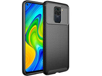 Hochwertig stabile Soft TPU Smartphone Handy Hülle im Carbon Design für Xiaomi Redmi Note 9 zum Schutz des Display und Gehäuse Cover in schwarz von Screenguard